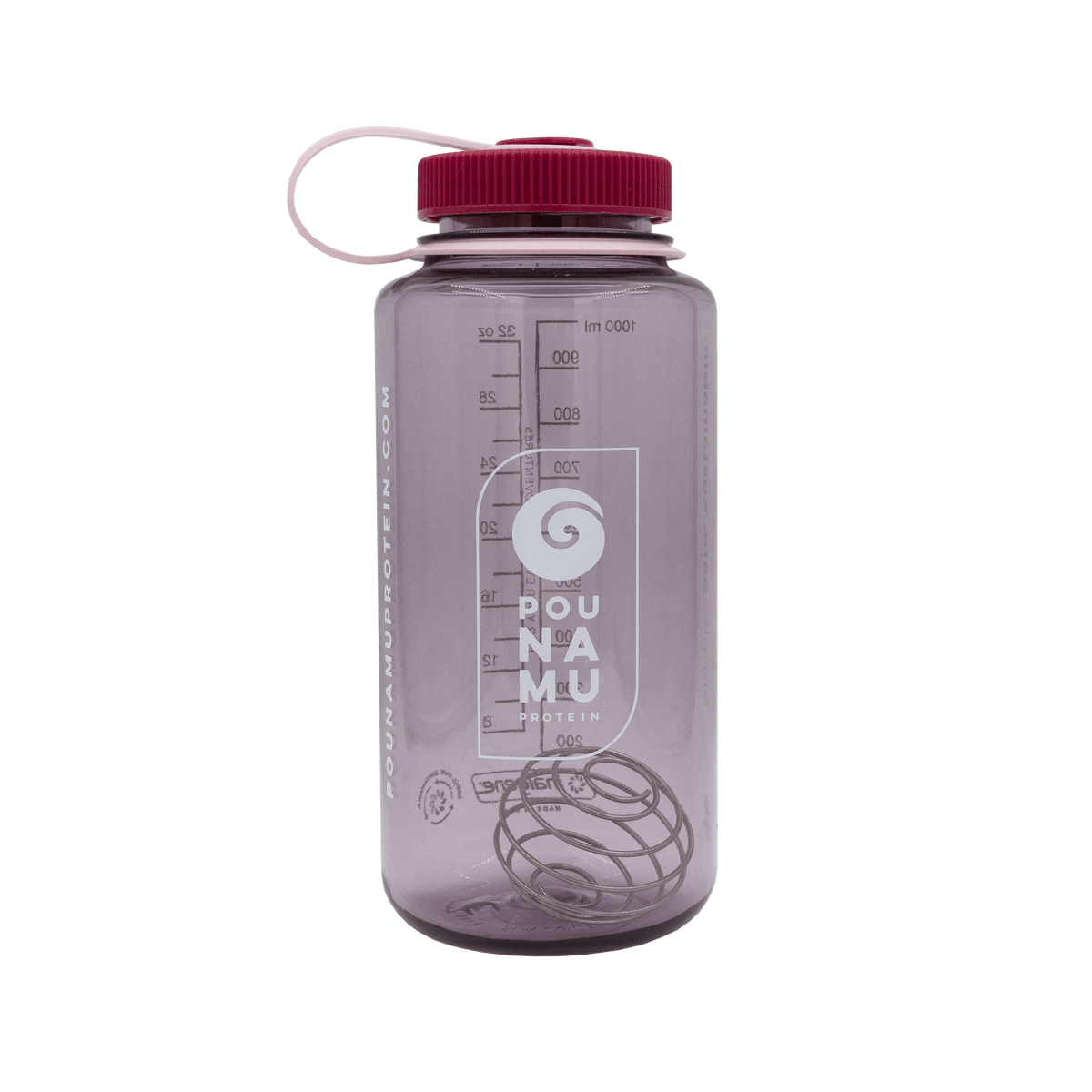 Pounamu Nalgene Sustain 32oz Clear Bottle with Iridescent Platinum Lid and Shaker Ball